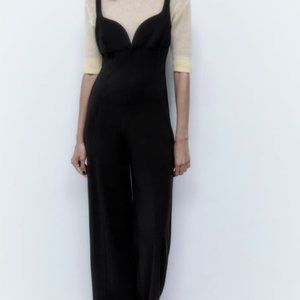 Black Sweetheart Neckline Jumpsuit